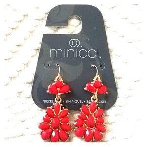 NWT Minicci Red & Gold Dangle Earrings